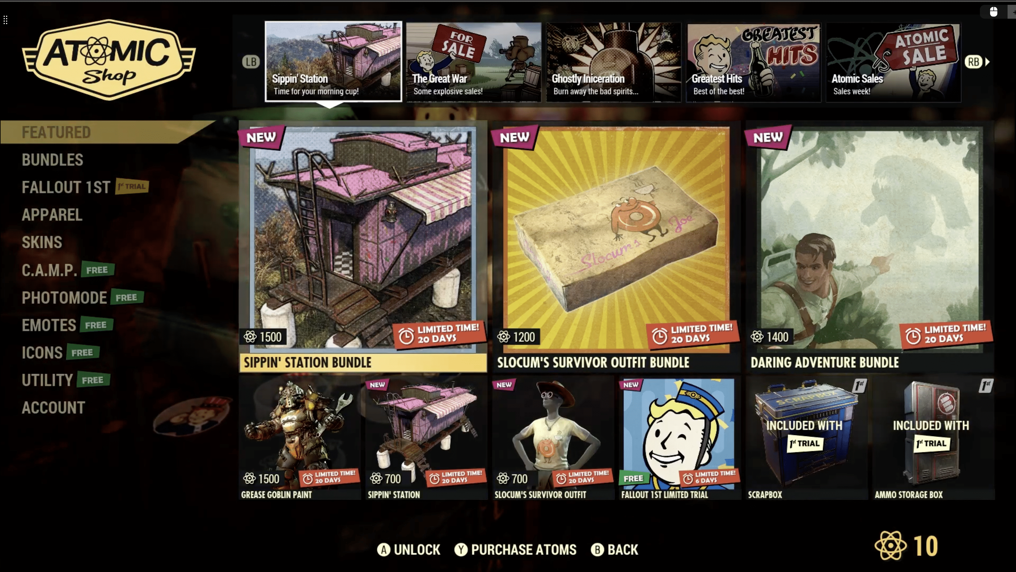 Fallout 76 Atomic Shop weekly update for October 29